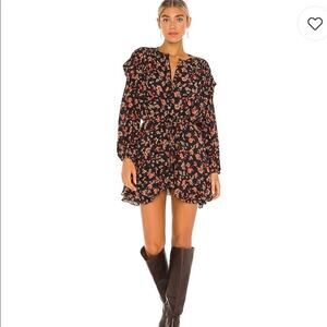 (Flawed) Free People Flower Fields Mini Dress in Dark Combo Small NWOT